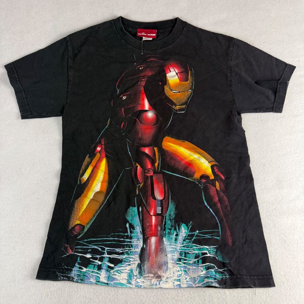 Marvel Iron Man Graphic T-Shirt Black Short Sleeve Tony Stark‎ Superhero Small